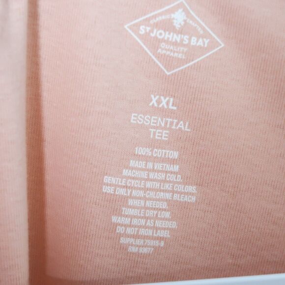 St. John's Bay Womens Essential Tee Size XXL Pink Peach Salmon Cotton Basics - Picture 3 of 5
